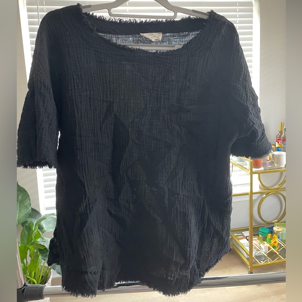 Black Linen T Shirt